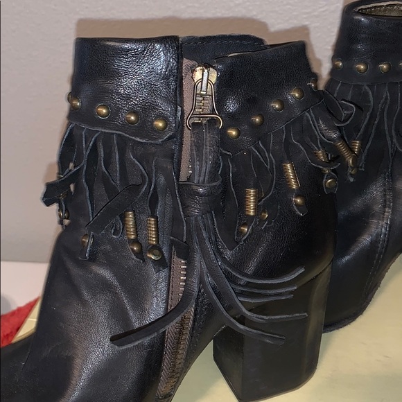 A.S. 98 Black Soho Fringe Booties Boots 38 - Picture 10 of 13